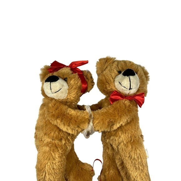 Progressive Plush Bear Couple In Love Red Ribbon Valentine‎ Connected Twiins - Picture 2 of 7